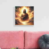 Goddelijke reflectie: Jezus in kosmische harmonie Canvas Afdruk (Insitu (Woonkamer))