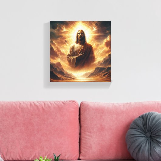 Goddelijke reflectie: Jezus in kosmische harmonie Canvas Afdruk (Insitu (Woonkamer))