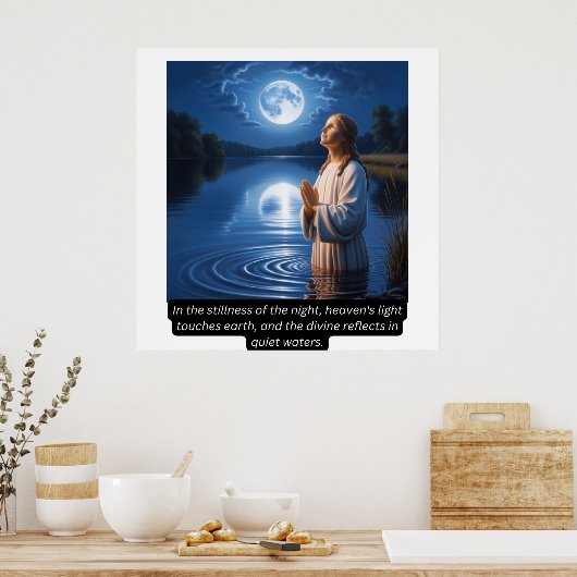 Goddelijke reflectie: sereniteit aan de rand van h poster (Keuken)