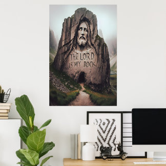 Goddelijke rots: Jezus gegraveerd De Heer is mijn  Poster