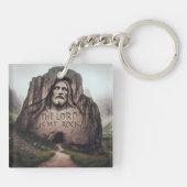 Goddelijke rots: Jezus gegraveerd De Heer is mijn  Sleutelhanger (Achterkant)