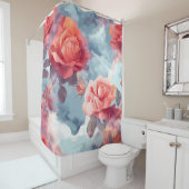 Goddelijke roze en rode rozen in zachte wolken douchegordijn (In situ)