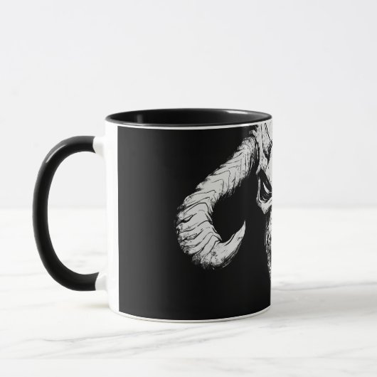 Goddelijke Schedel van de Dood Zwart Mok (Links)