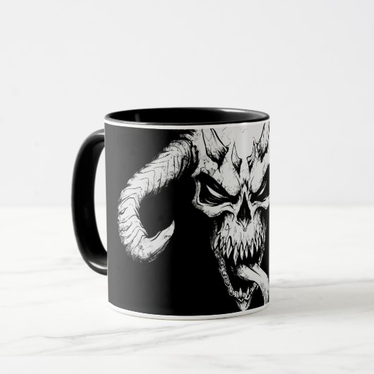 Goddelijke Schedel van de Dood Zwart Mok (Voorkant links)