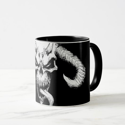 Goddelijke Schedel van de Dood Zwart Mok (Voorkant rechts)