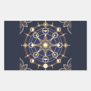 Goddelijke Straling – Gouden Mandala van Ontwaakin Rechthoekige Sticker