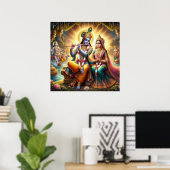 Goddelijke Trillende Traditionele Radha Krishna Ku Poster (Thuiskantoor)