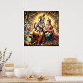 Goddelijke Trillende Traditionele Radha Krishna Ku Poster (Keuken)