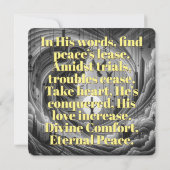 Goddelijke troost: Zijn liefde verhoogt vrede Kaart (Achterkant)