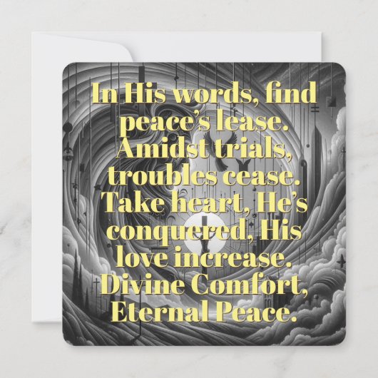 Goddelijke troost: Zijn liefde verhoogt vrede Kaart (Achterkant)