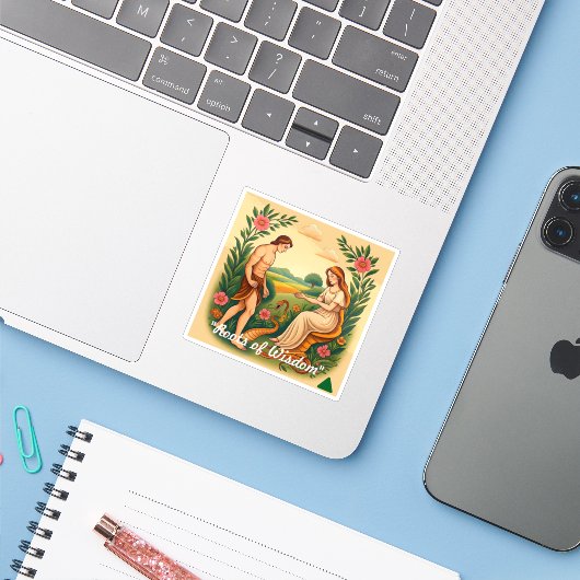 Goddelijke verborgen schoonheid sticker (Laptop met iPhone)