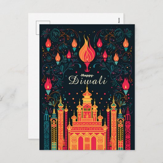 Goddelijke Verlichting: Een Diwali viering Feestdagenkaart (Voorkant / Achterkant)