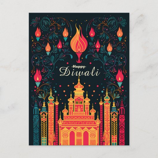 Goddelijke Verlichting: Een Diwali viering Feestdagenkaart (Voorkant)