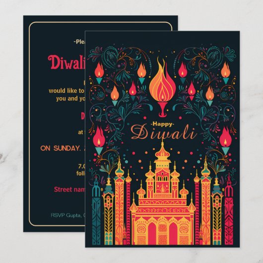 Goddelijke Verlichting: Een Diwali viering Kaart (Voorkant / Achterkant)