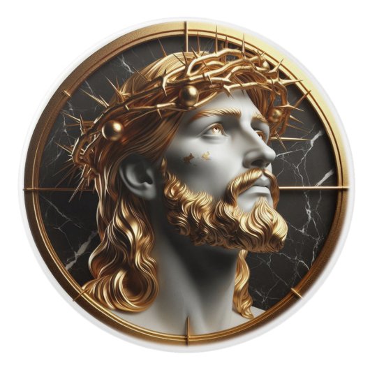 Goddelijke Versiering Jezus kijken in de hemel Keramische Knop (Voorkant)