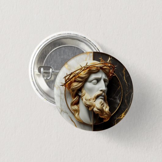 Goddelijke Versiering Jezus kijken in de hemel Ronde Button 3,2 Cm (Voorkant /achterkant)