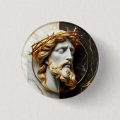 Goddelijke Versiering Jezus kijken in de hemel Ronde Button 3,2 Cm (Voorkant)
