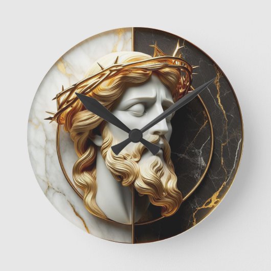 Goddelijke Versiering Jezus kijken in de hemel Ronde Klok (Voorkant)