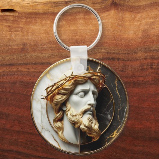 Goddelijke Versiering Jezus kijken in de hemel Sleutelhanger (Achterkant)