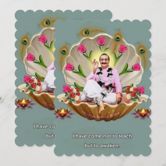 "Goddelijke Verzameling: Meher Baba Uitnodigingska Kaart (Voorkant / Achterkant)