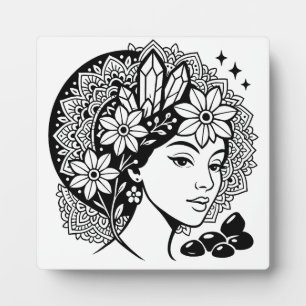 Goddelijke Vrouwelijke Mandala Art Floral Crystal Fotoplaat
