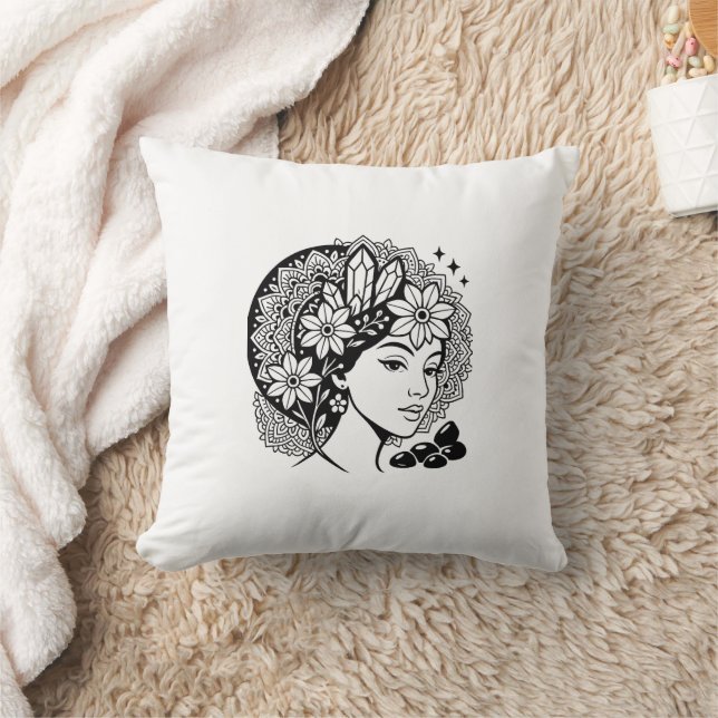 Goddelijke Vrouwelijke Mandala Art Floral Crystal  Kussen (Deken)
