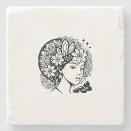 Goddelijke Vrouwelijke Mandala Art Floral Crystal Stenen Onderzetter