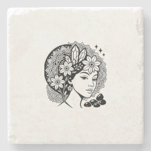 Goddelijke Vrouwelijke Mandala Art Floral Crystal Stenen Onderzetter