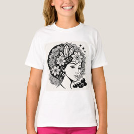 Goddelijke Vrouwelijke Mandala Art Floral Crystal  T-shirt