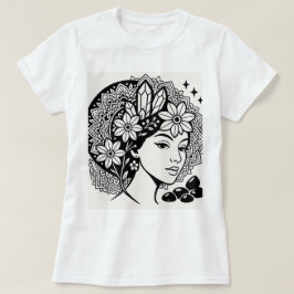 Goddelijke Vrouwelijke Mandala Art Floral Crystal T-shirt
