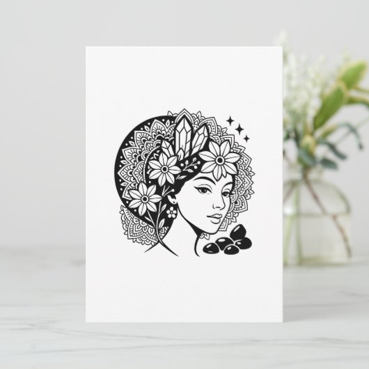Goddelijke Vrouwelijke Mandala Bloemen Kristal Uit Kaart (Staand voorkant)