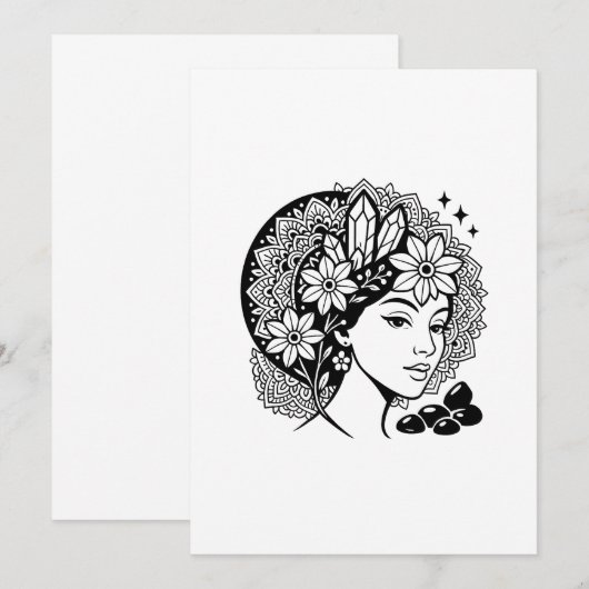 Goddelijke Vrouwelijke Mandala Bloemen Kristal Uit Kaart (Voorkant / Achterkant)