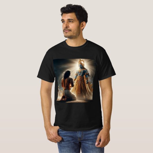 Goddelijke wagenmenner: Arjun & Krishna T-shirt (Voorkant volledig)