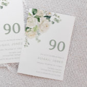 Goddelijke Witte Rozen & Sage 90ste Verjaardagsfee Kaart