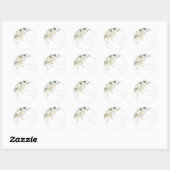 Goddelijke Witte Rozen & Sage Bruiloft Ronde Sticker (Vel)