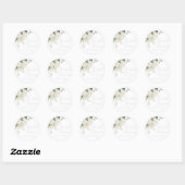 Goddelijke Witte Rozen & Salie Bruidsborrel Ronde Sticker (Vel)
