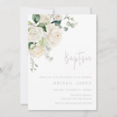 Goddelijke Witte Rozen & Salie Doop Kaart (Voorkant)