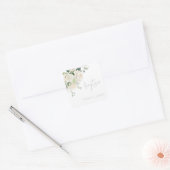 Goddelijke Witte Rozen & Salie Doop Vierkante Sticker (Envelop)