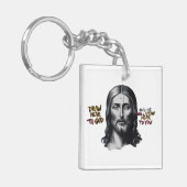 Goddelijke woorden: Jezus gekerfd in kunst Sleutelhanger (Voorkant Links)