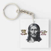 Goddelijke woorden: Jezus gekerfd in kunst Sleutelhanger (Voorkant)