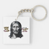 Goddelijke woorden: Jezus gekerfd in kunst Sleutelhanger (Achterkant)