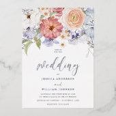 Goddelijke Zilveren Folie Kleurrijke Herfst Bruilo Folie Uitnodiging (Voorkant)