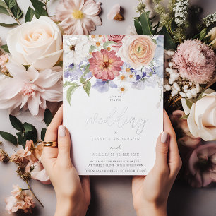 Goddelijke Zilveren Folie Kleurrijke Herfst Bruilo Folie Uitnodiging