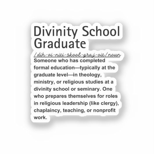 Goddelijkheidsschool afstuderen sticker (Voorkant)