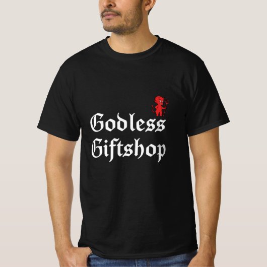 Goddeloze cadeauwinkel t-shirt (Voorkant)