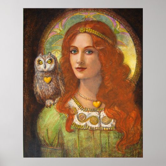Goddess Athena, women & Owl fantasy art Poster (Voorkant)
