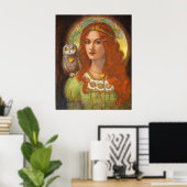 Goddess Athena, women & Owl fantasy art Poster (Thuiskantoor)