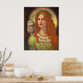 Goddess Athena, women & Owl fantasy art Poster (Keuken)