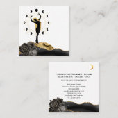*~* Goddess Black Gold Hair Moon Phases Sun Vierkante Visitekaartje (Voorkant / Achterkant)