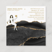 *~* Goddess Celestial Black Agate Gold Glitter Vierkante Visitekaartje (Achterkant)